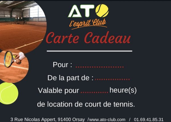 Carte cadeau location de court de tennis